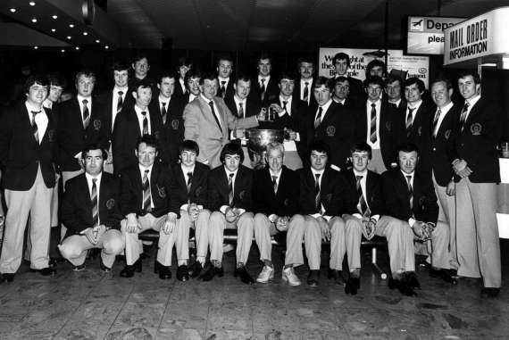 Feale Rangers deparing Shannon for a tour of the USA with Sam Maguire in 1981