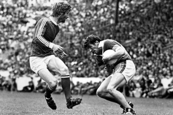 John Egan rounds his marker Seamus Sullivan in the 1976 Munster Final vs Cork
