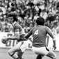 Mikey Sheehy turns John Evans (Cork) during the 1976 Munster Final