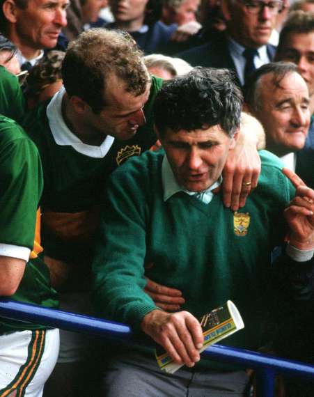 Mick O Dwyer and Jack O Shea celebrate after beating Tyrone in 1986