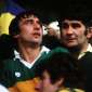 Denis Ogie Morgan with Mick O Dwyer after victory over Tyrone in 1986
